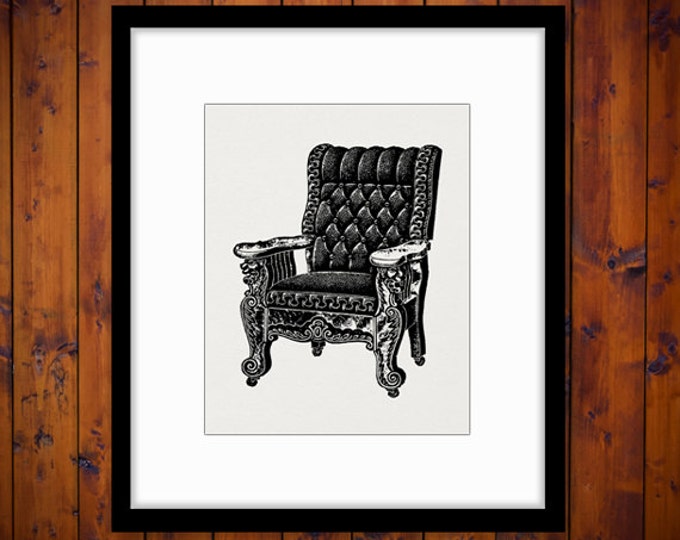 Digital Antique Chair Graphic Image Furniture Printable Illustration Download Vintage Clip Art Jpg Png Eps HQ 300dpi No.1130