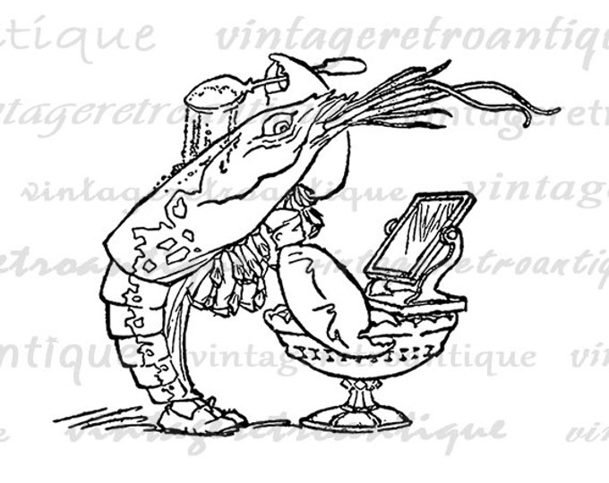 Digital Graphic The Lobster Quadrille Alice in Wonderland Download Printable Image Vintage Clip Art Jpg Png Eps HQ 300dpi No.2476