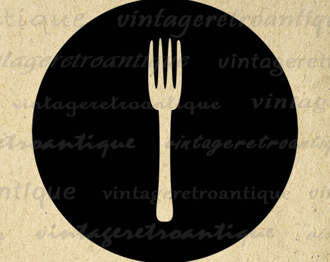 Printable Image Fork Icon Digital Food Kitchen Graphic Restaurant Download Antique Clip Art Jpg Png Eps HQ 300dpi No.4518