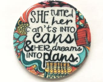 Set of two super absorbent inspirational car coasters for your cars cup holder -Green Product - Contains an Antibacterial Agent-Auto Coaster