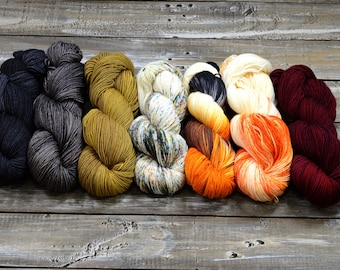 Yarn color KIT, Find Your Fade - 7 skeins combo - From dusk till dawn