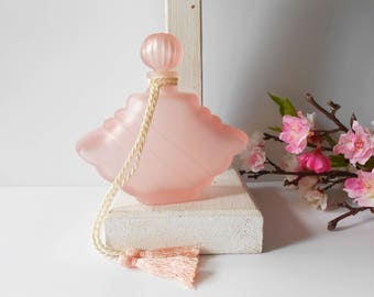 Vintage Perfume Bottle, Pink Perfume Bottle, Scent Bottle, Frosted Glass, Vanity Accessory, Bridesmaid Gift, Gift for Her