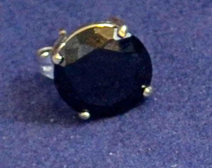 Black Zircon Studs, Large 10mm Round, Natural, Set in Sterling Silver E994