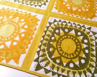 50s vintage mid century modern tablecloth with fantastic pattern. Made in Sweden.