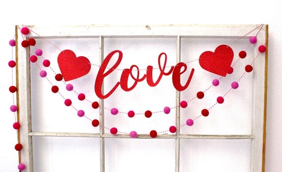 valentines day valentines day decor felt ball garland valentines day banner valentine - Valentines Day Decor valentines day valentines day decor felt ball garland valentines day banner valentine - Valentines Day Decor