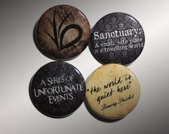 A Series of Unfortunate Events 1.5" Button or Magnet 4 Pack