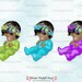 Sleeping Baby Girl Turquoise Violet Green Lace Flowered Headband | African American Skin Tone | Clipart Instant Download