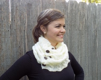 White Cozy Cable Cowl - Neck Warmer - Scarf