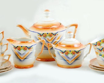 Vintage Art Deco Colclough China tea set 1930's English ditsy flower