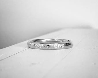 Pet name stacking ring stainless steel hand stamped hypoallergenic 3mm name ring pet memorial ring