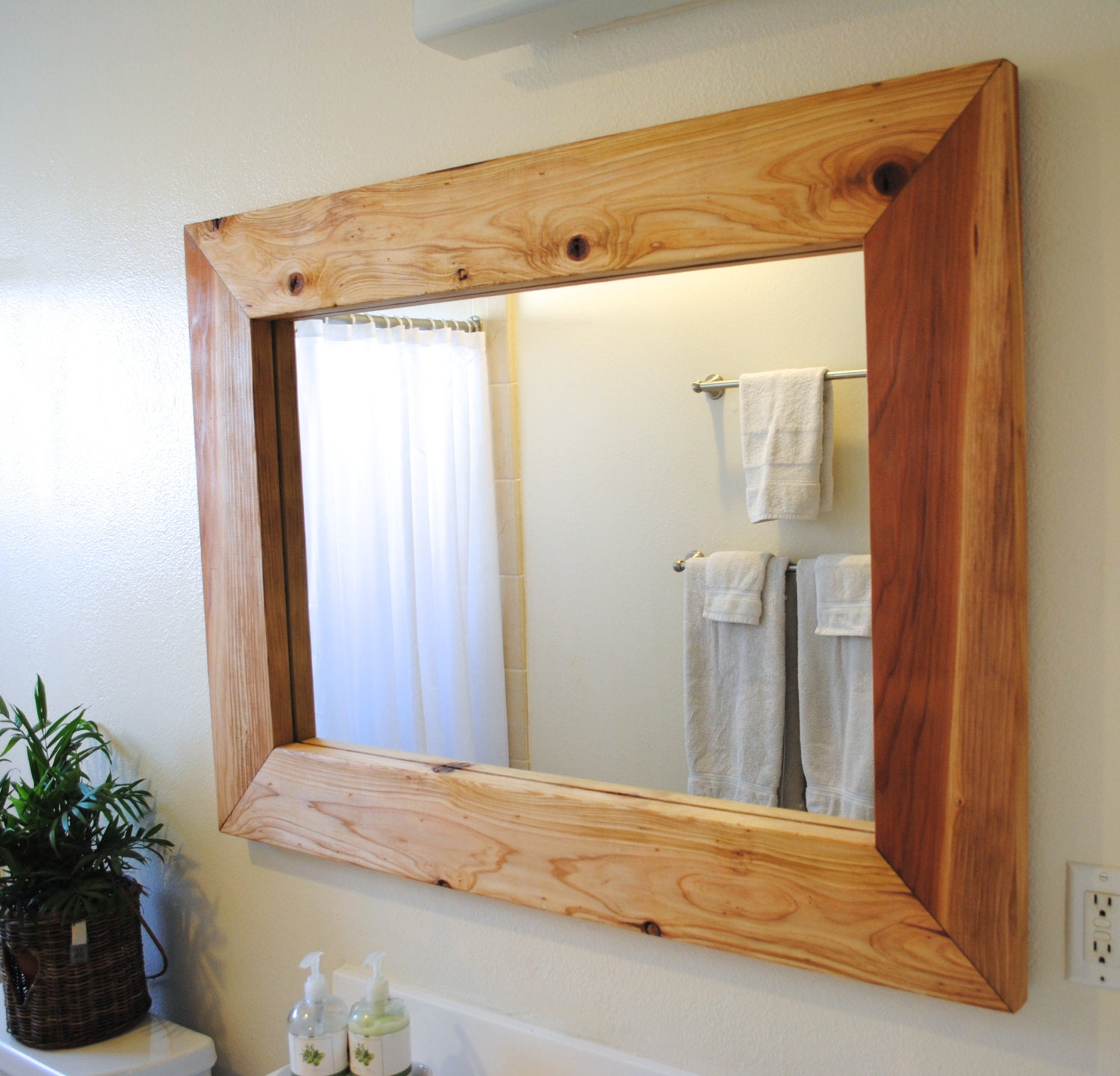 Large mirror wooden frame mirror Rustic Mirror Red wood