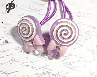 purple lollipop ponytail holders - hair ties