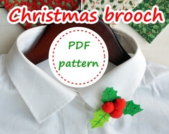Felt Holly Leaves, Holly Leaves Pattern, Felt Brooch Pattern, Felt Christmas Pattern, Felt Pattern, Felt Brooch, PDF Felt Pattern