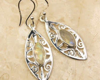 Ice Princess Moonstone Earrings & Sterling Silver Earrings AE734 The Silver Plaza