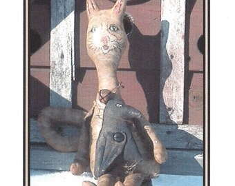 Lowell Country Gifts - Yellow Cat and the Crow - Sewing Folk Art Painting Pattern - Designer Gloria Lowell