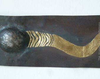 Metal relieve, Wall sculpture, Sperm-cell, Metal wall art, Klimt style, Corten steel, Gold plated, the Winner, by KleinManzano