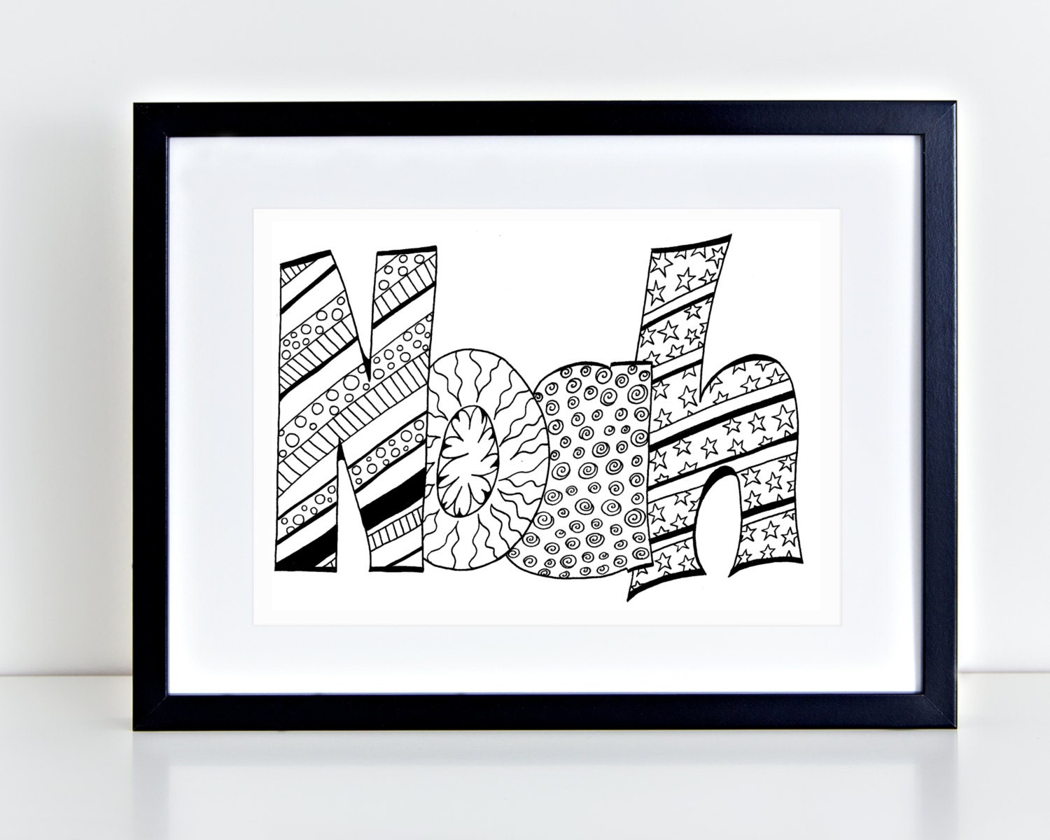 Color Your Name NOAH Printable coloring pages for kids and