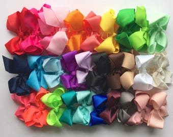 30 colors, girls bows, Hair bows for girls, PICK 5, girls bows, 4.5 inch bow, big hair bows, toddler hair bows, hair clips for girls,