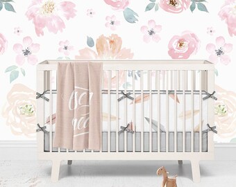 Peony Floral Wallpaper - Flowers Self Adhesive Fabric Wallpaper - Removable, Repositionable, Reusable. R0034