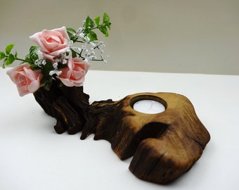Candle Holder, Rustic Wood Candle Holder, Oak Candle Holder, Rustic Home Decor, Centerpiece, Branch Candle Holder