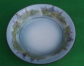 Vintage Golf Porcelain, 1920s Comical Golf Cereal Bowl Grimwades China Stoke on Trent England