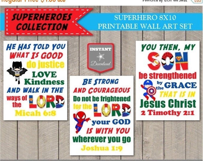 SALE Printable Wall Art - Instant Download Superhero 8x10 Verses / Boy's Room Decor / DIY / Superhero Collection / Item #509