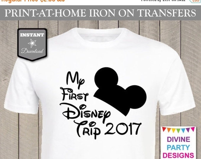 SALE INSTANT DOWNLOAD Print at Home Mouse Black My First Disney Trip 2016 or 2017 Iron On Transfer / Printable / T-shirt / Item #2407