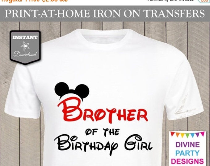 SALE INSTANT DOWNLOAD Print at Home Red Mouse Brother of the Birthday Girl Iron On Transfer / Printable / T-shirt / Family / Trip / Item #23