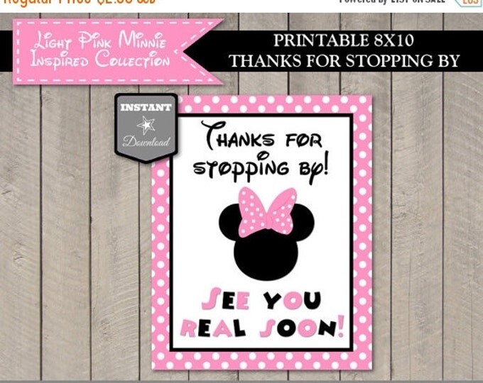 SALE INSTANT DOWNLOAD Light Pink Mouse Printable 8x10 Thanks for Stopping By Party Sign/ Light Pink Mouse Collection / Item #1806