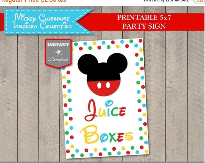SALE INSTANT DOWNLOAD Mouse Clubhouse 5x7 Juice Boxes Drinks Printable Party Sign / Clubhouse Collection / Item #1676