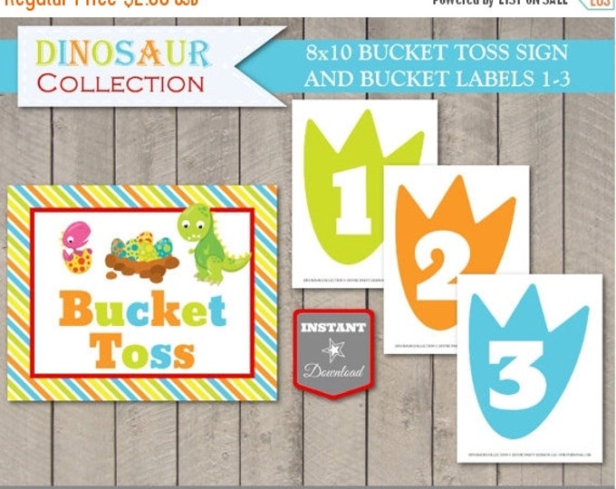 SALE INSTANT DOWNLOAD Printable Dinosaur Bucket Toss Sign and Bucket Labels/ Birthday Party Game/ Dino Collection / Item #3208