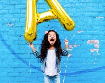 jUMBO 34" letter balloon/ you choose phrase/alphabet balloon/ NAME banner / balloon photography / birthday party / gold letter balloon/ birt