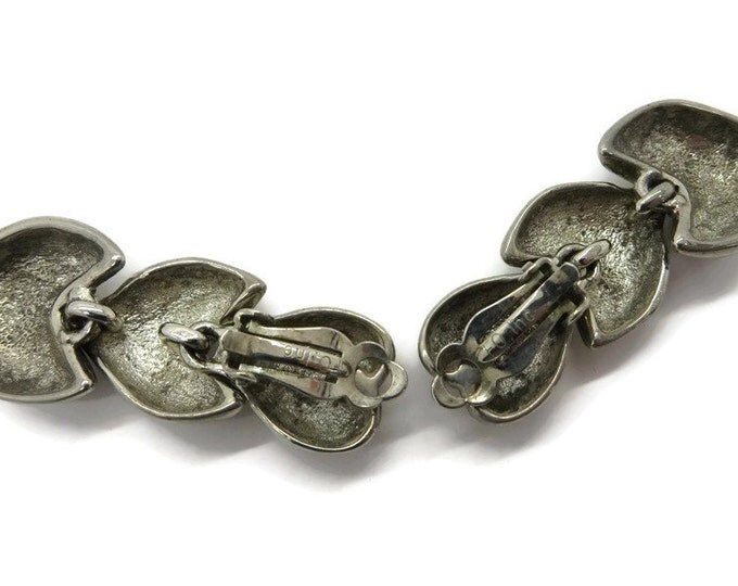 Dangling Heart Earrings - Vintage Fernando Originals Earrings, Silver Tone Clip-ons, Gift for Her, Gift Box