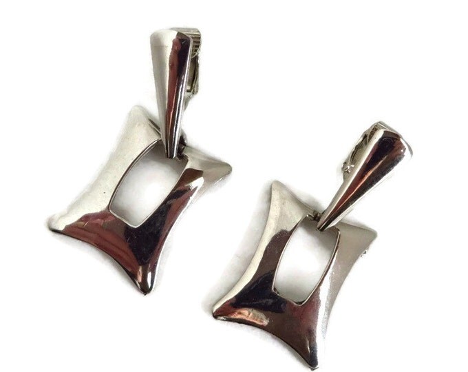 Vintage Silver Tone MOD Doorknocker Earrings