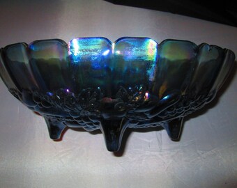 Blue Carnival Glass Bowl