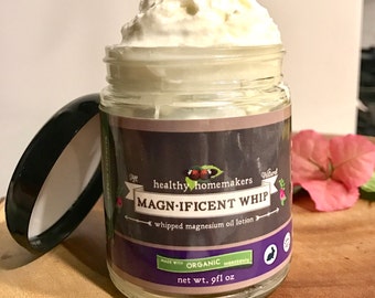 Magnesium Whipped Natural Body Butter - Organic Whipped Body Butter - Relaxation Body Lotion - Soothe Muscle & Joint Pain