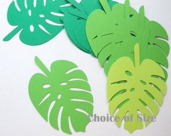 Tropical Jungle Leaf Cutouts, Palm Leaf Luau Party Decoration, 30 CT. , 2.5" to 5.5", Jungle Theme, Dinosaur Theme