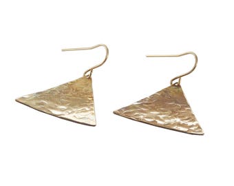 Triangle Textured Earrings; Boho Earrings; Bohemian Jewelry; Festival; Brass Jewelry; Gold Earrings; Triangle shape Jewelry; Geometric