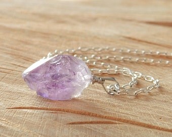 Amethyst Necklace, Raw Amethyst Necklace, Amethyst Pendant, Amethyst Crystal