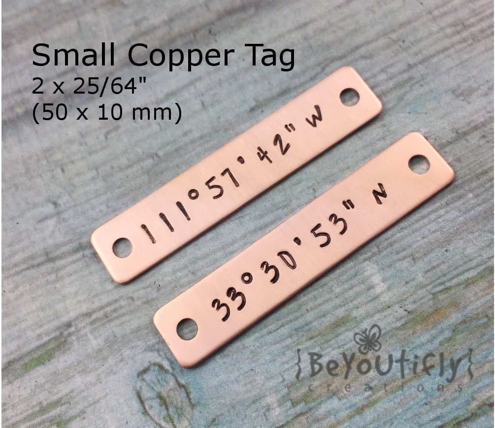 Hand Stamped Copper Tag Small Personalized Metal ID Tag
