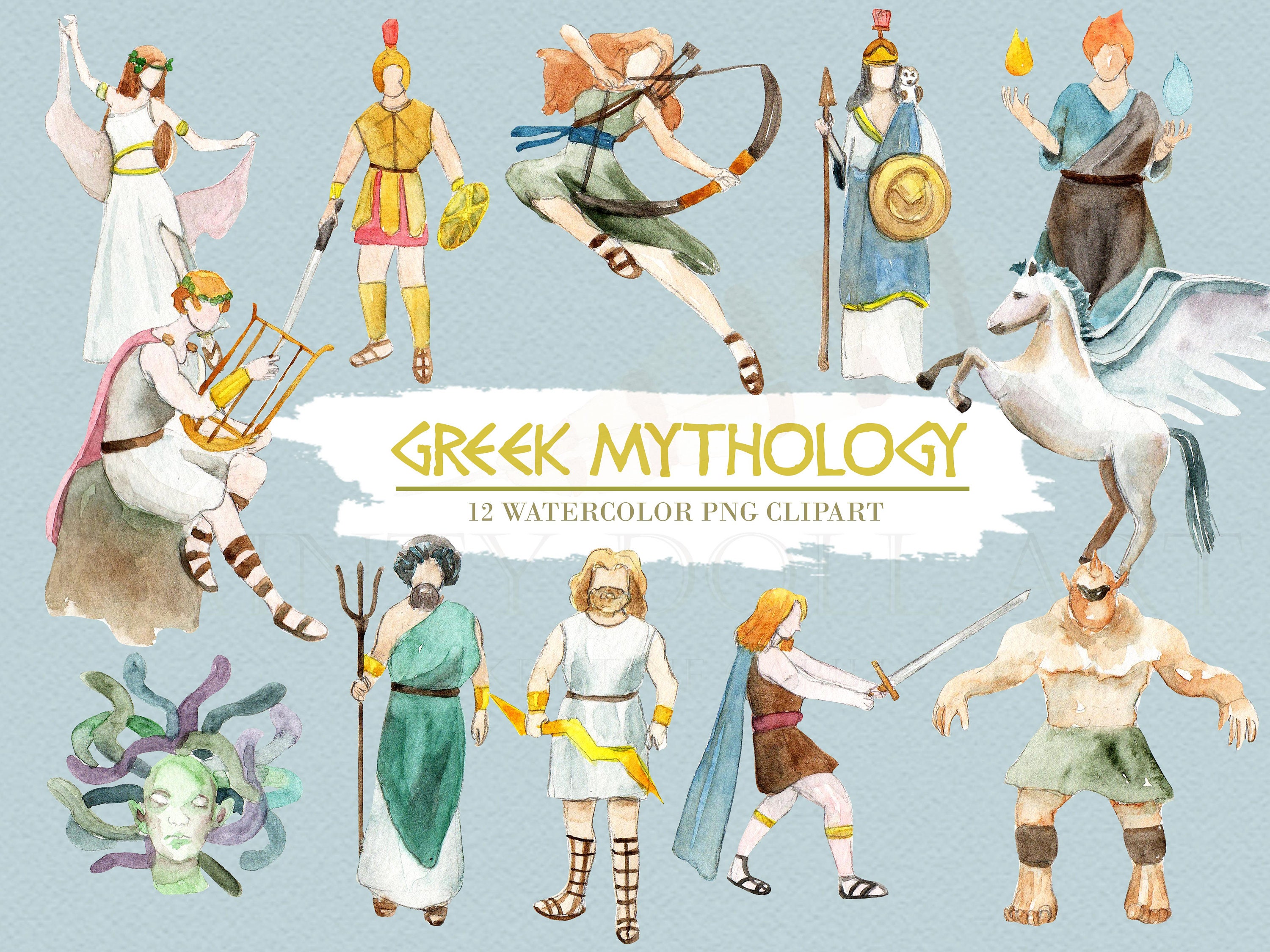Greek Mythology Clipart Watercolor Digital Download Greece
