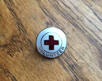 Vintage US American Red Cross Volunteer Enamel Badge Pin ARC