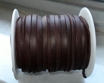 Deerskin Leather Lace, Brown 1/8 Wide Flat Strapping,Brown Flat Leather, Excellent Quality, All Leather, One Yard