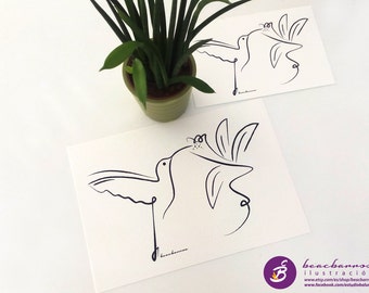hummingbird sketch, minimal ink hummingbird art, hummingbird print, hummingbird decor, hummingbird line art, bird lover gift, bird line art