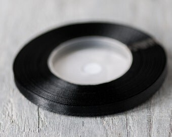Black Satin Ribbon 6mm 35yards Craft Ribbon Bouquet Ribbon Craft Supply Wrapping Ribbon Decorative Ribbon Polyester Ribbon Fabric Supplies