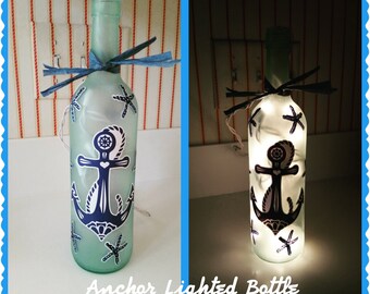 Anchor Lighted Wine Bottle