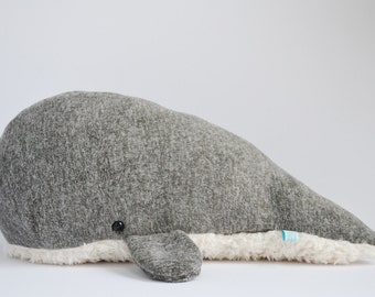 Sperm Whale Plush Heathered Grey Furry Belly Large *Personalize it!