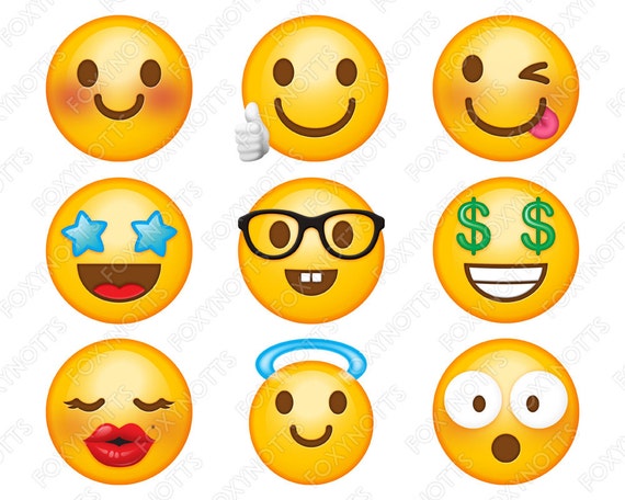 Emoji Clipart Smiley Faces: Digital Download, High Resolution, Clip Art ...