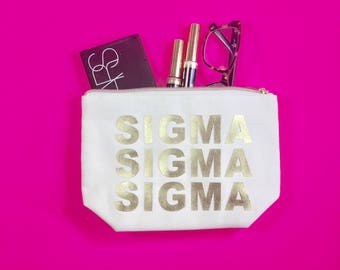 Sigma Sigma Sigma Cosmetic Bag | Tri Sigma gift | bid day | rush | gold | big sis | lil sis | sorority