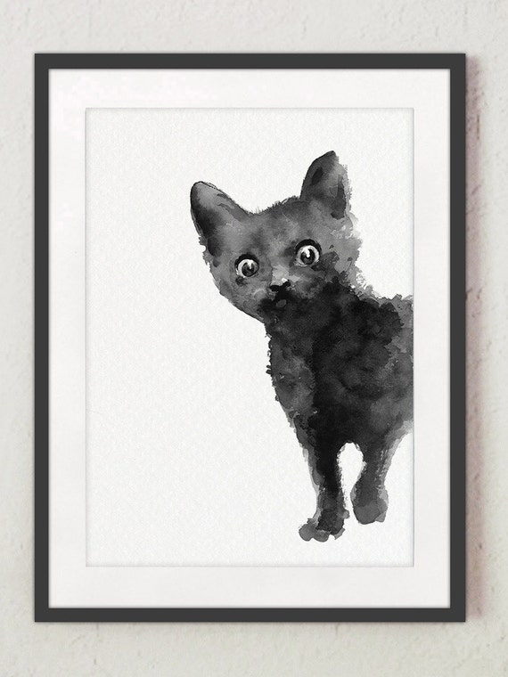  Black  Cat  Poster Abstract Animal Minimalist  Painting Kitten